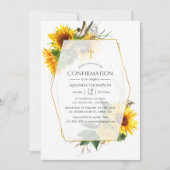 Invitation Aquarelle Tournesol Rustique Confirmation géométri (Devant)