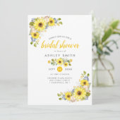 Invitation Aquarelle tournesol rustique Fête des mariées de p (Debout devant)