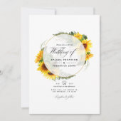 Invitation Aquarelle tournesol Rustique Mariage géométrique (Devant)