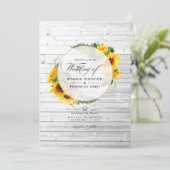 Invitation Aquarelle Tournesol rustique Pays Barne Mariage I (Debout devant)