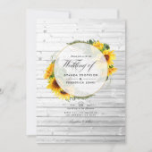 Invitation Aquarelle tournesol rustique Pays Mariage de grang (Devant)