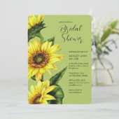 Invitation Aquarelle Tournesol Vert clair Wedding shower (Debout devant)