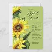 Invitation Aquarelle Tournesol Vert clair Wedding shower (Devant)
