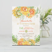 Invitation Aquarelle Tournesols Bright Orangé Jaune Vert (Debout devant)