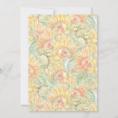 Invitation Aquarelle Tournesols Bright Orangé Jaune Vert (Dos)