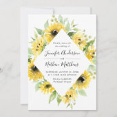 Invitation Aquarelle Tournesols Cadre Floral | Mariage (Devant)