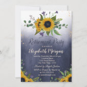 Invitation Aquarelle Tournesols Ombre Blue Retirement (Devant)