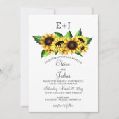 Invitation Aquarelle Tournesols Pays Mariage rustique (Devant)