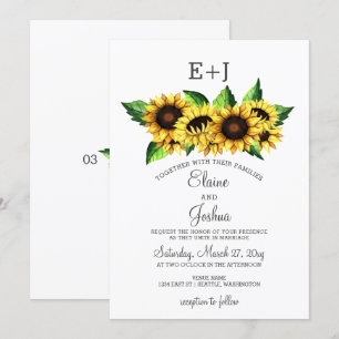 Invitation Aquarelle Tournesols Pays Mariage rustique