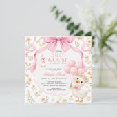 Invitation Aquarelle Tout en Un Baby Shower Silly Goose Bow (Debout devant)