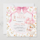 Invitation Aquarelle Tout en Un Baby Shower Silly Goose Bow (Devant)