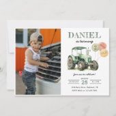 Invitation Aquarelle Tracteur 2e fête d'anniversaire Photo (Devant)