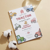 Invitation Aquarelle tracteur 4e anniversaire