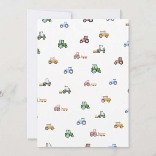 Invitation Aquarelle tracteur 4e anniversaire (Dos)