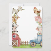 Invitation Aquarelle Tracteur de ferme Baby shower stable (Dos)