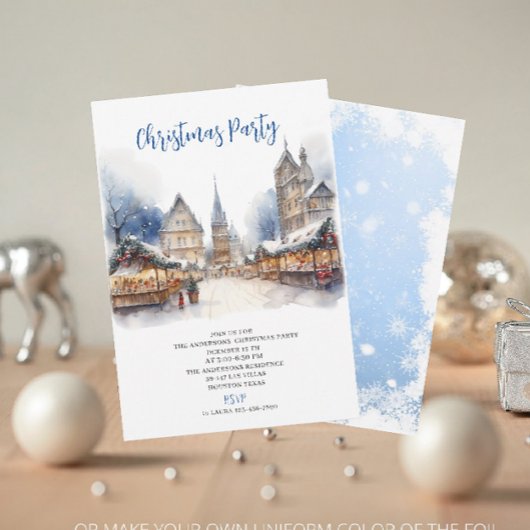 Invitation Aquarelle traditionnelle hiver Joyeux Noël