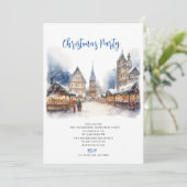 Invitation Aquarelle traditionnelle hiver Joyeux Noël (Debout devant)