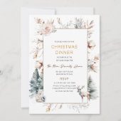 Invitation Aquarelle traditionnelle hiver joyeux NoëlDinne (Devant)