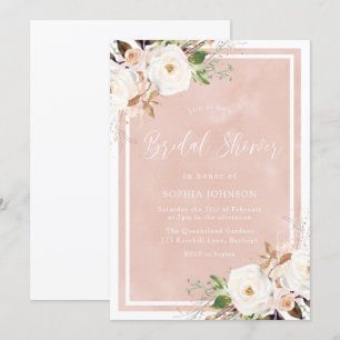 Invitation Aquarelle transparente Fête des mariées Fleurs bla