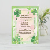 Invitation Aquarelle Trèfle à quatre feuilles Saint-Patrick (Debout devant)
