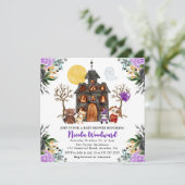 Invitation Aquarelle Trick ou traitement Halloween Baby Showe (Debout devant)