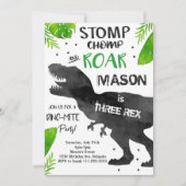 Invitation Aquarelle Trois Rex Dinosaur 3e anniversaire Invit (Devant)