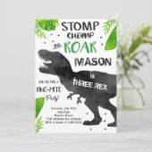 Invitation Aquarelle Trois Rex Dinosaur 3e anniversaire Invit (Debout devant)