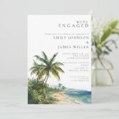 Invitation Aquarelle Tropical Beach Engagement Party Photo (Debout devant)