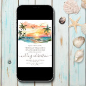 Invitation Aquarelle Tropical Beach Sunset Mariage