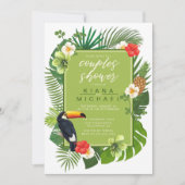 Invitation Aquarelle Tropical Couples Douche verte ID577 (Devant)