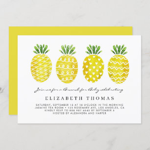Invitation Aquarelle Tropical Cute Ananas Baby Brunch
