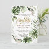 Invitation Aquarelle Tropical Feuille Mariage de verdure (Debout devant)
