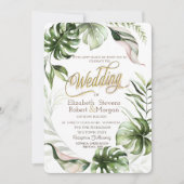 Invitation Aquarelle Tropical Feuille Mariage de verdure (Devant)