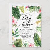 Invitation Aquarelle Tropical Floral Baby shower à charpente (Devant)