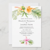 Invitation Aquarelle Tropical Floral Beach Mariage (Devant)