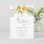 Invitation Aquarelle Tropical Floral Beach Mariage (Debout devant)