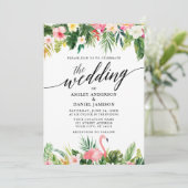 Invitation Aquarelle Tropical Floral Calligraphy Mariage PK (Debout devant)