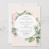 Invitation Aquarelle Tropical Floral Circle Blush Mariage (Devant)