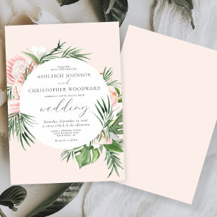 Invitation Aquarelle Tropical Floral Circle Blush Mariage