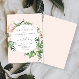 Invitation Aquarelle Tropical Floral Circle Blush Mariage