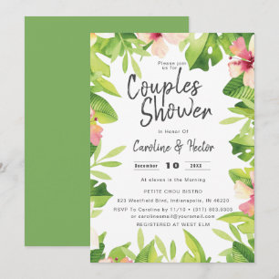Invitation Aquarelle Tropical Floral Couples Douche