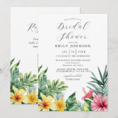 Invitation Aquarelle Tropical Floral Fête des mariées QR Code (Devant / Derrière)