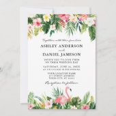 Invitation Aquarelle Tropical Floral Flamant rose Mariage (Devant)