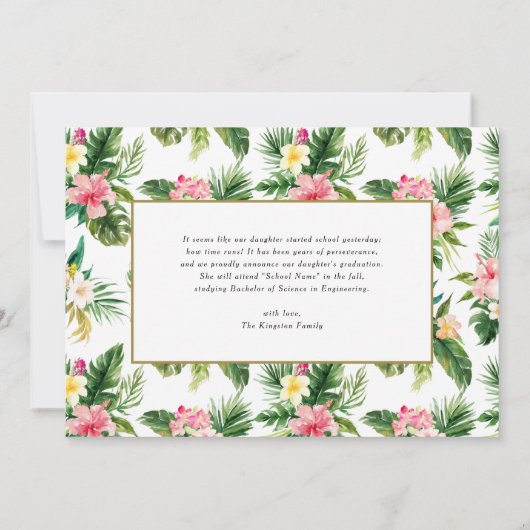 Invitation Aquarelle Tropical Floral Frame (Dos)