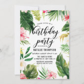 Invitation Aquarelle Tropical Floral Frame Anniversaire (Devant)