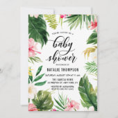 Invitation Aquarelle Tropical Floral Frame Baby shower (Devant)