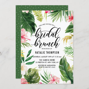 Invitation Aquarelle Tropical Floral Frame Bridal Brunch