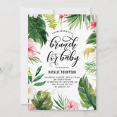 Invitation Aquarelle Tropical Floral Frame Brunch pour bébé (Devant)