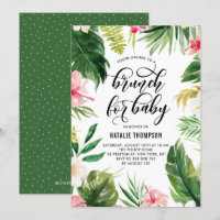 Aquarelle Tropical Floral Frame Brunch pour bébé