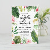 Invitation Aquarelle Tropical Floral Frame Couples Douche (Debout devant)